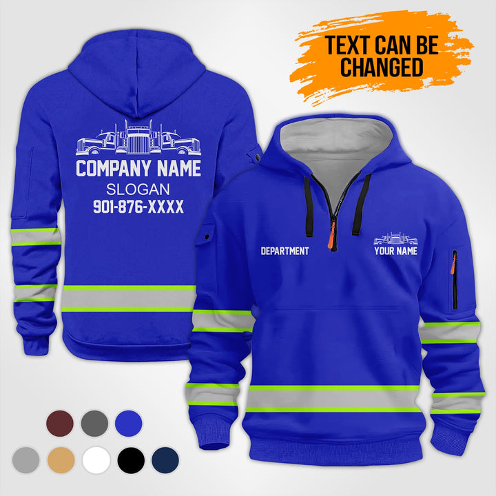 Personalized Name Semi Truck 3D Printed Quarter Zip Hoodie KS977