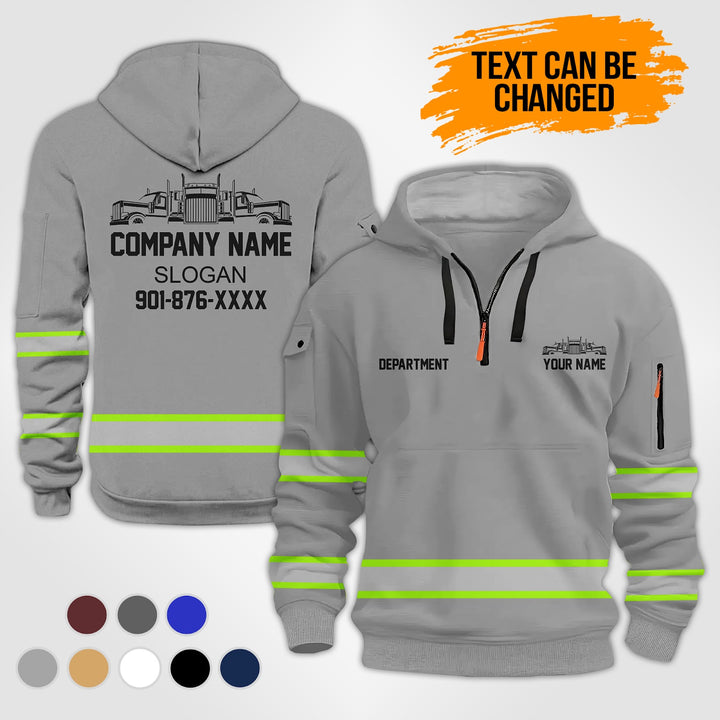 Personalized Name Semi Truck 3D Printed Quarter Zip Hoodie KS977
