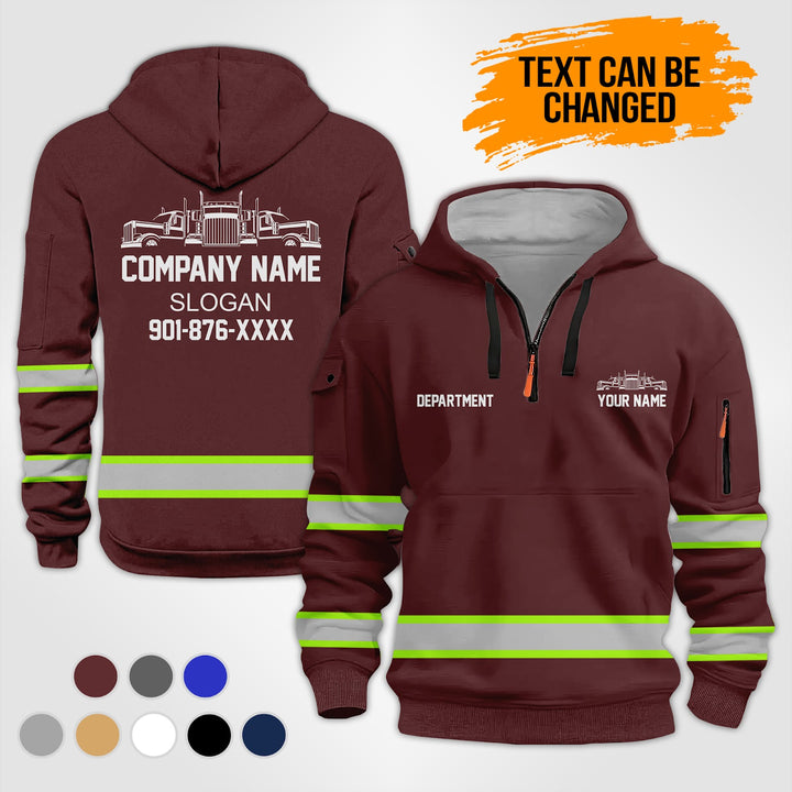 Personalized Name Semi Truck 3D Printed Quarter Zip Hoodie KS977