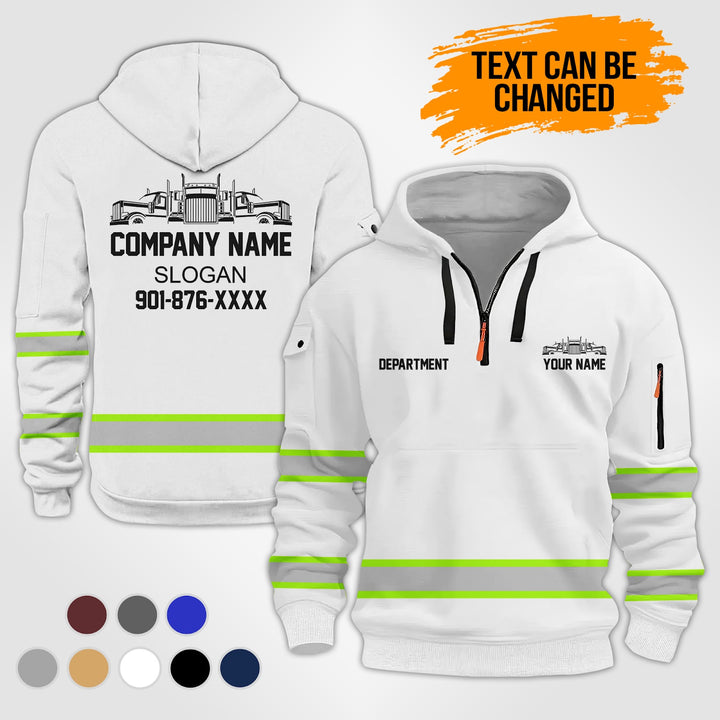 Personalized Name Semi Truck 3D Printed Quarter Zip Hoodie KS977