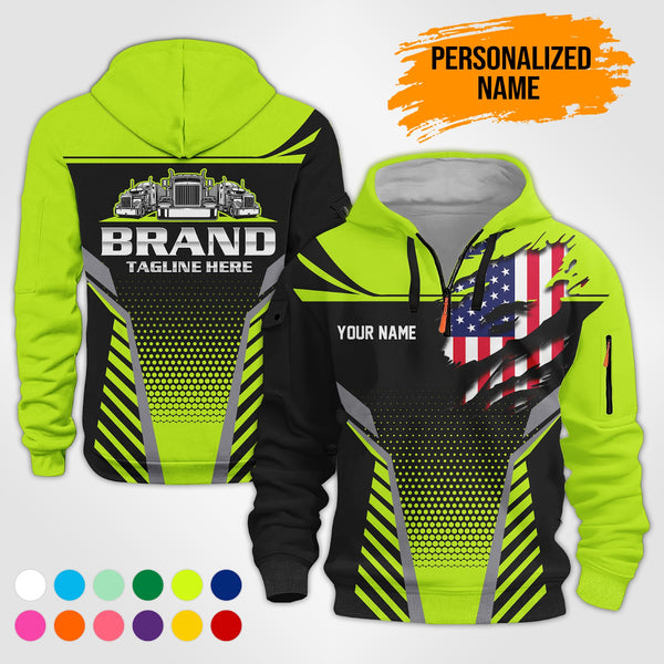 Personalized Name Transport 3D Printed Quarter Zip Hoodie PU698