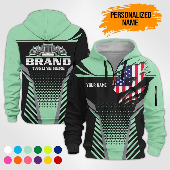 Personalized Name Transport 3D Printed Quarter Zip Hoodie PU698
