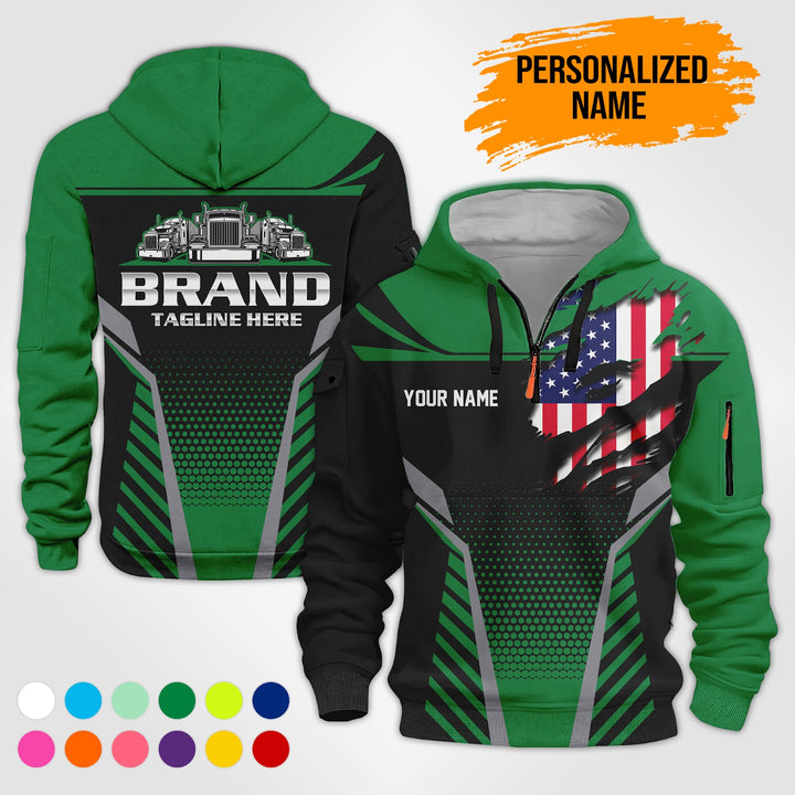 Personalized Name Transport 3D Printed Quarter Zip Hoodie PU698