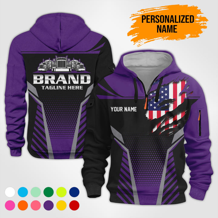 Personalized Name Transport 3D Printed Quarter Zip Hoodie PU698