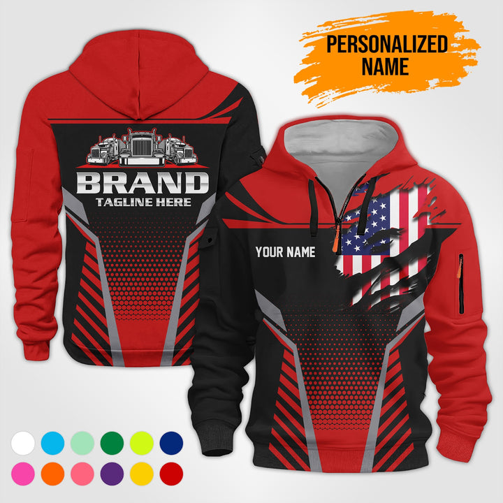 Personalized Name Transport 3D Printed Quarter Zip Hoodie PU698