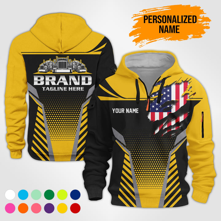 Personalized Name Transport 3D Printed Quarter Zip Hoodie PU698