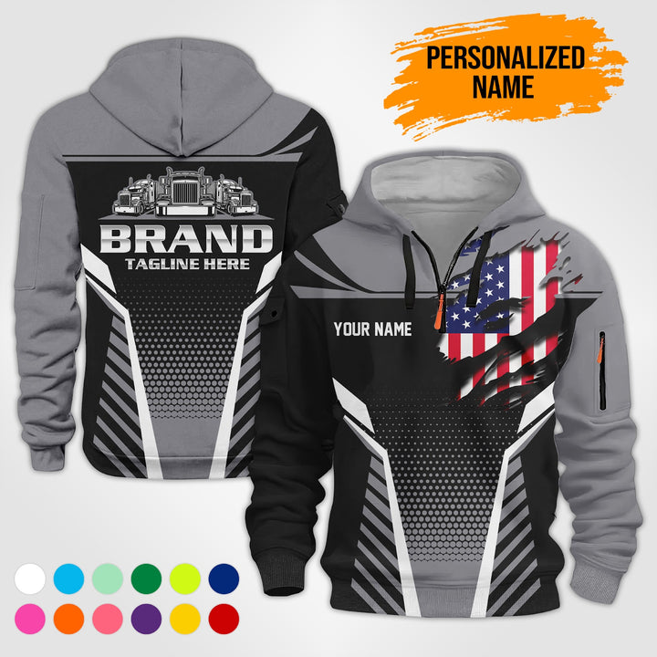 Personalized Name Transport 3D Printed Quarter Zip Hoodie PU698