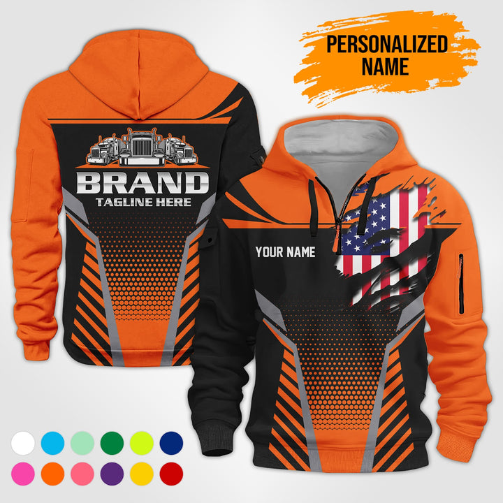 Personalized Name Transport 3D Printed Quarter Zip Hoodie PU698