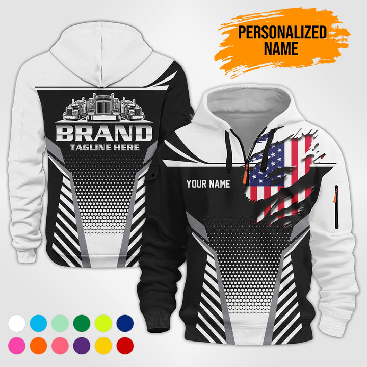 Personalized Name Transport 3D Printed Quarter Zip Hoodie PU698