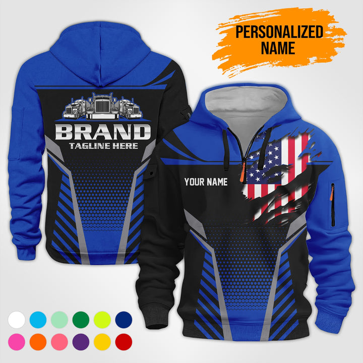 Personalized Name Transport 3D Printed Quarter Zip Hoodie PU698