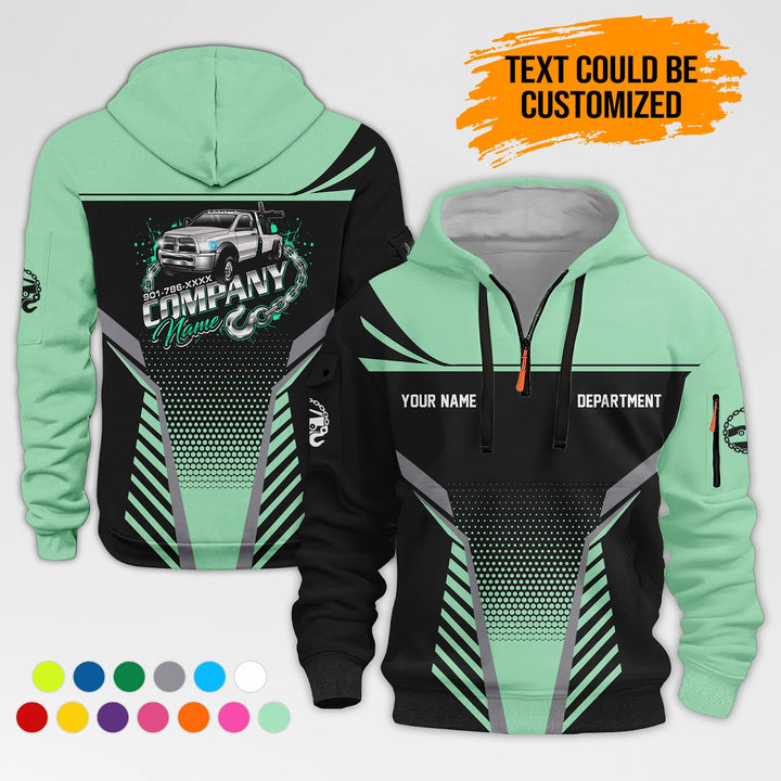 Personalized Name Tow Truck 3D Printed Quarter Zip Hoodie AZ401