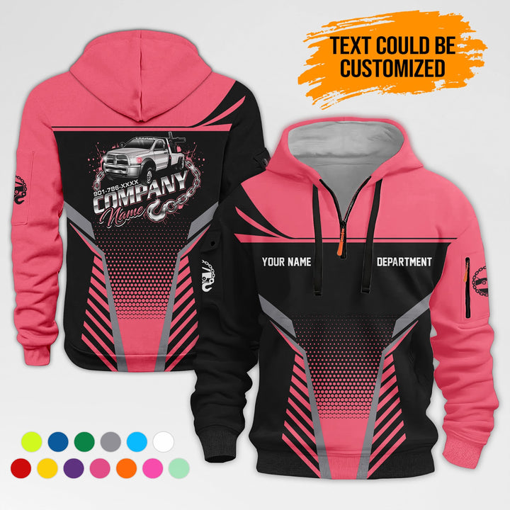 Personalized Name Tow Truck 3D Printed Quarter Zip Hoodie AZ401