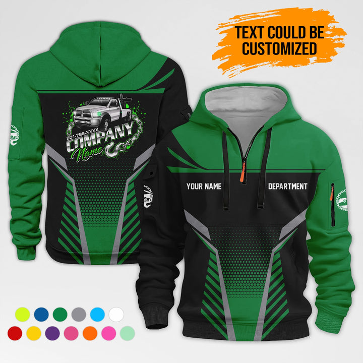 Personalized Name Tow Truck 3D Printed Quarter Zip Hoodie AZ401