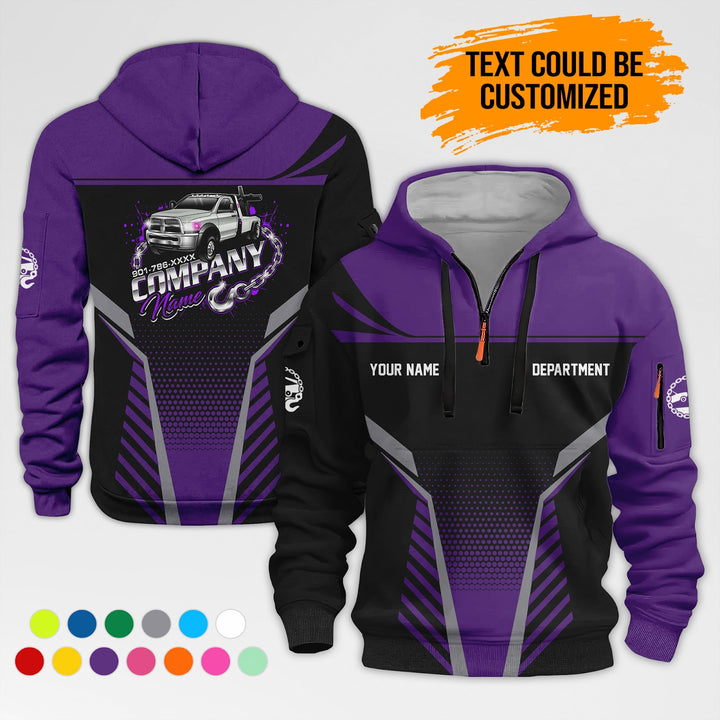 Personalized Name Tow Truck 3D Printed Quarter Zip Hoodie AZ401