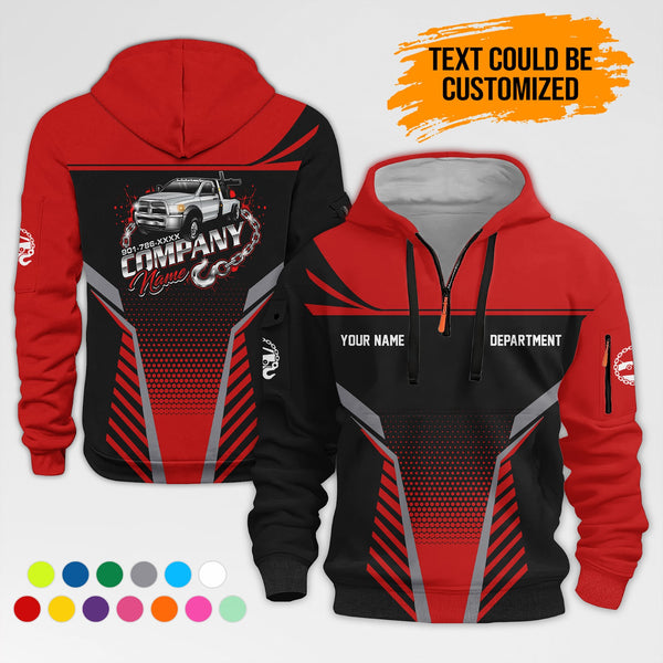 Personalized Name Tow Truck 3D Printed Quarter Zip Hoodie AZ401