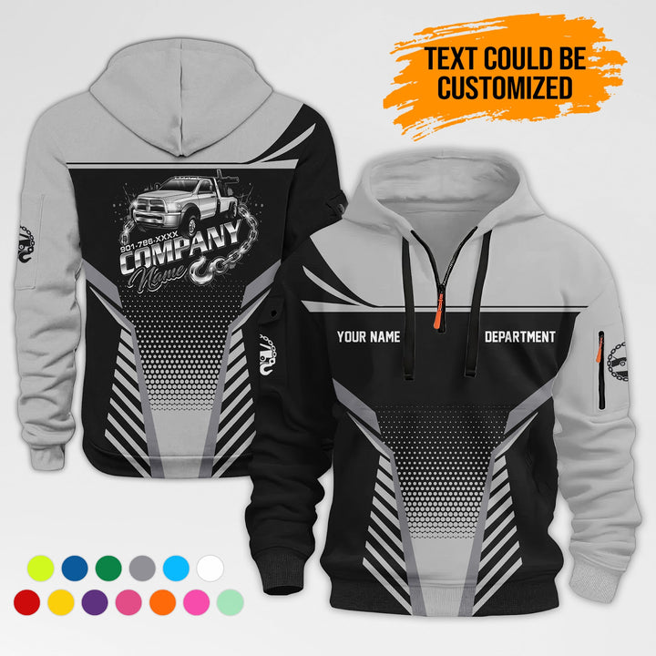 Personalized Name Tow Truck 3D Printed Quarter Zip Hoodie AZ401