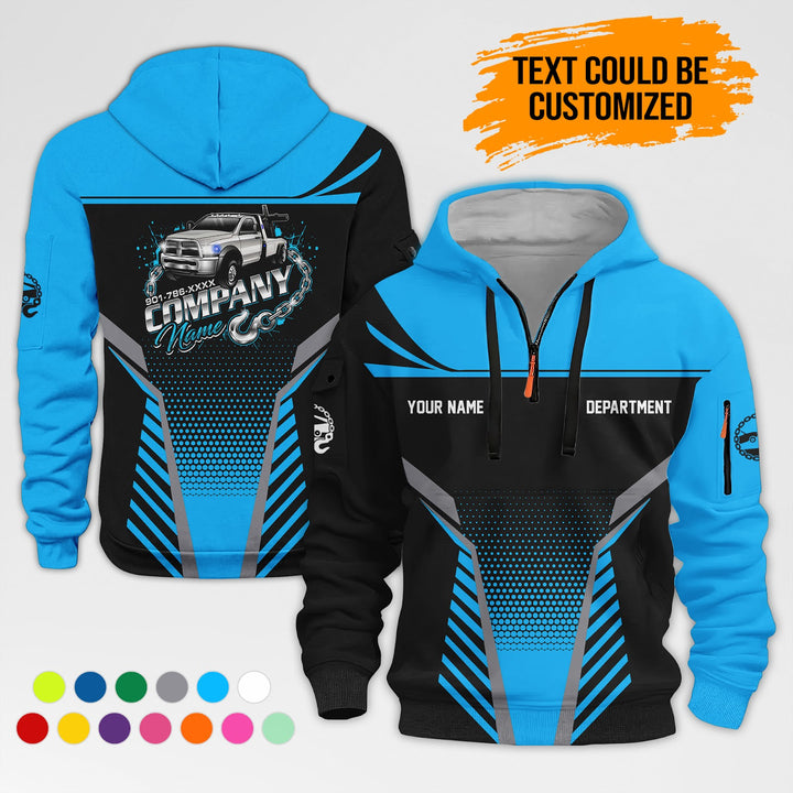 Personalized Name Tow Truck 3D Printed Quarter Zip Hoodie AZ401
