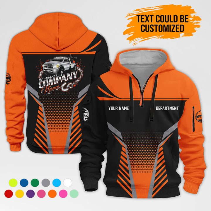 Personalized Name Tow Truck 3D Printed Quarter Zip Hoodie AZ401