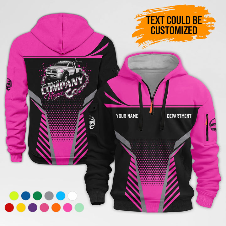 Personalized Name Tow Truck 3D Printed Quarter Zip Hoodie AZ401