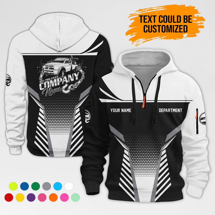 Personalized Name Tow Truck 3D Printed Quarter Zip Hoodie AZ401