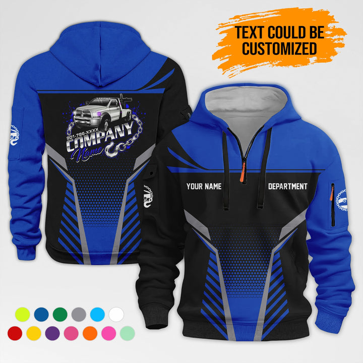 Personalized Name Tow Truck 3D Printed Quarter Zip Hoodie AZ401