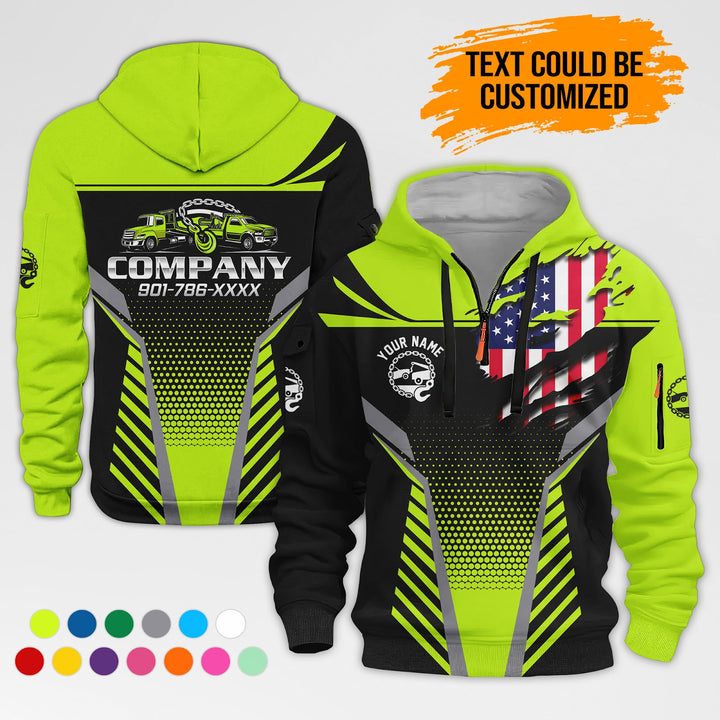 Personalized Name Love Tow Truck 3D Printed Quarter Zip Hoodie AZ403