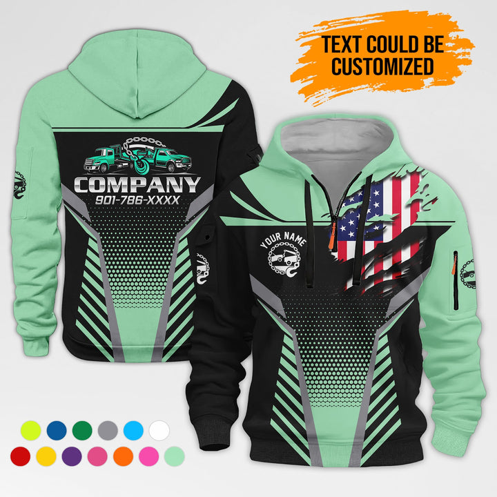 Personalized Name Love Tow Truck 3D Printed Quarter Zip Hoodie AZ403