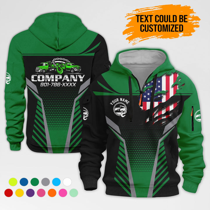 Personalized Name Love Tow Truck 3D Printed Quarter Zip Hoodie AZ403