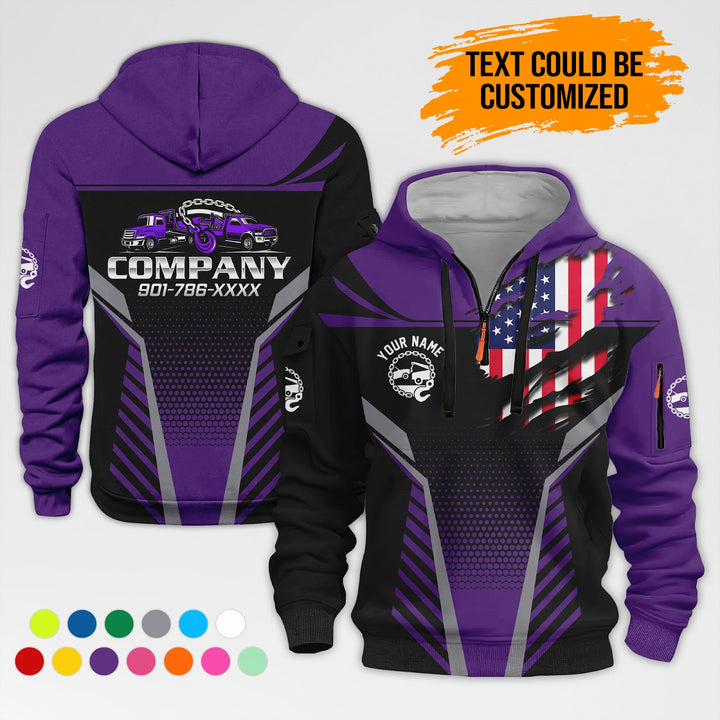 Personalized Name Love Tow Truck 3D Printed Quarter Zip Hoodie AZ403