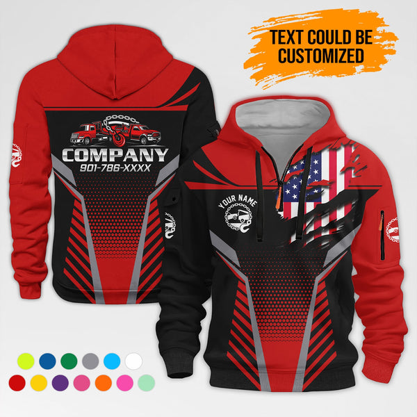 Personalized Name Love Tow Truck 3D Printed Quarter Zip Hoodie AZ403