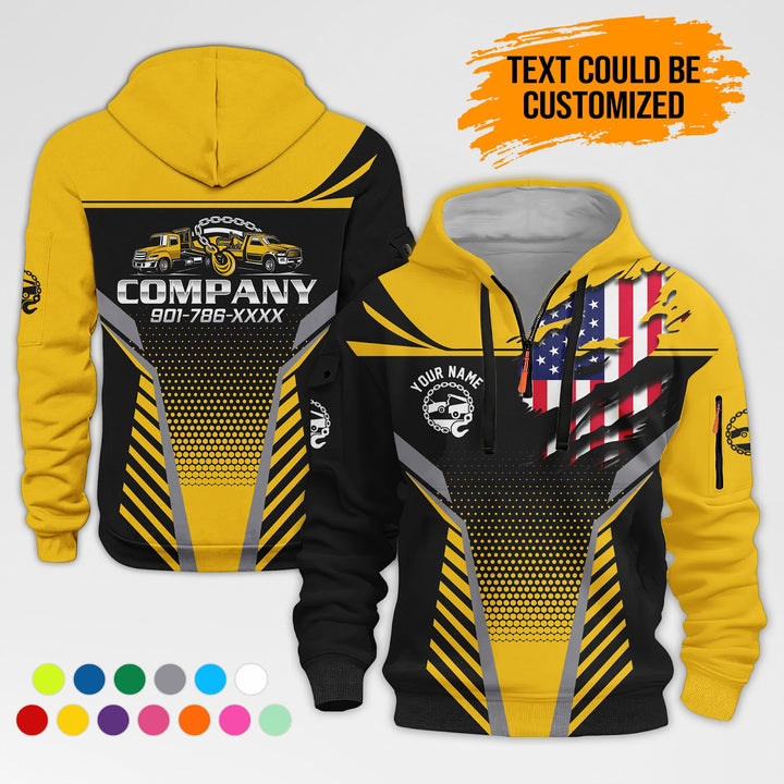 Personalized Name Love Tow Truck 3D Printed Quarter Zip Hoodie AZ403