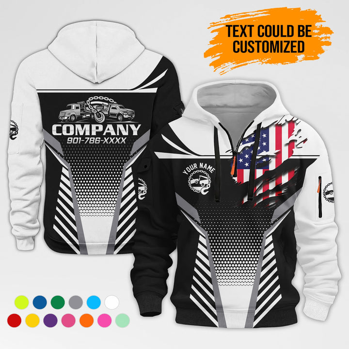 Personalized Name Love Tow Truck 3D Printed Quarter Zip Hoodie AZ403