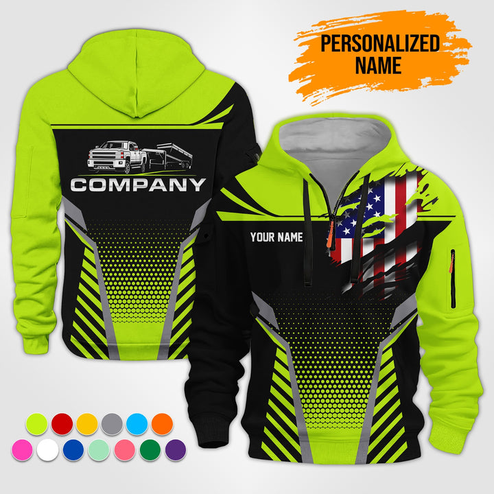 Personalized Name Gooseneck Trailer 3D Printed Quarter Zip Hoodie ST277