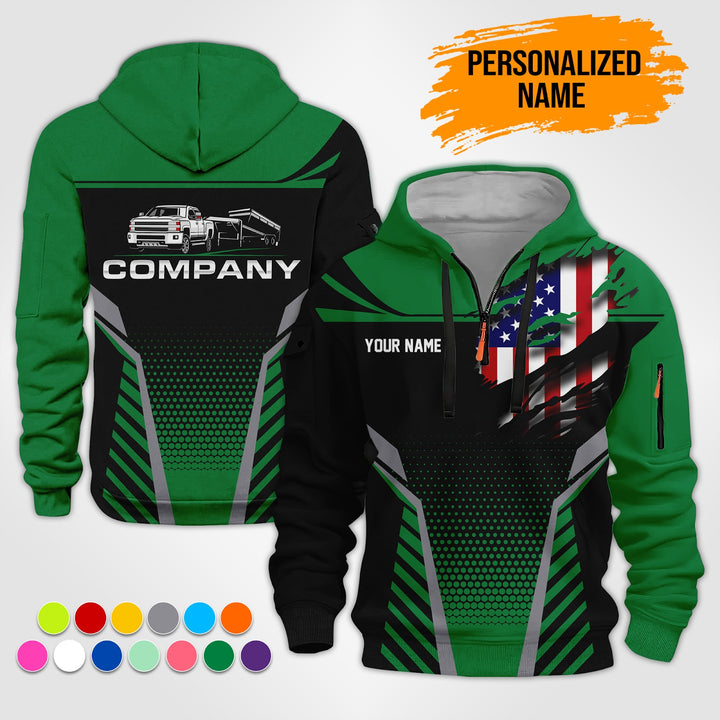 Personalized Name Gooseneck Trailer 3D Printed Quarter Zip Hoodie ST277