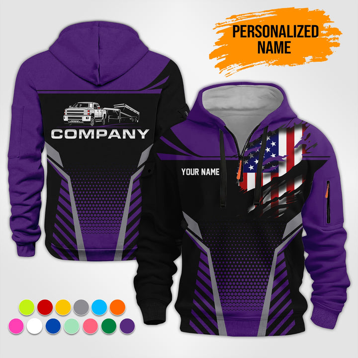 Personalized Name Gooseneck Trailer 3D Printed Quarter Zip Hoodie ST277