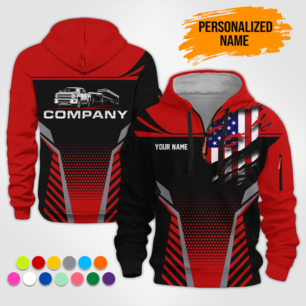 Personalized Name Gooseneck Trailer 3D Printed Quarter Zip Hoodie ST277