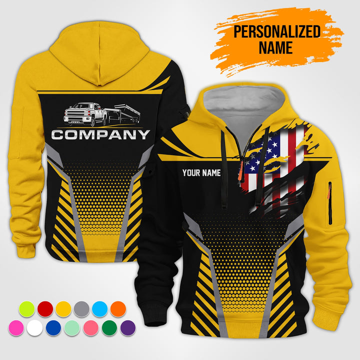 Personalized Name Gooseneck Trailer 3D Printed Quarter Zip Hoodie ST277