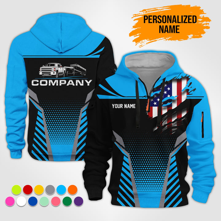 Personalized Name Gooseneck Trailer 3D Printed Quarter Zip Hoodie ST277
