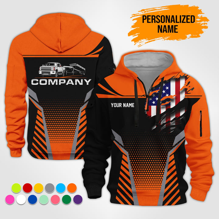 Personalized Name Gooseneck Trailer 3D Printed Quarter Zip Hoodie ST277