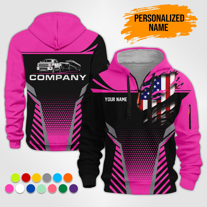 Personalized Name Gooseneck Trailer 3D Printed Quarter Zip Hoodie ST277