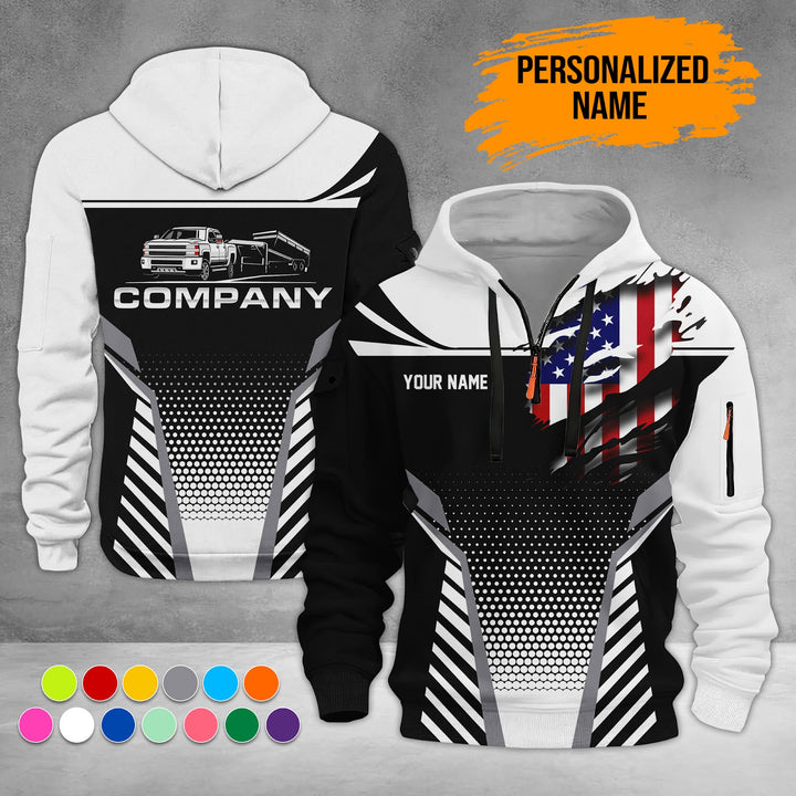 Personalized Name Gooseneck Trailer 3D Printed Quarter Zip Hoodie ST277