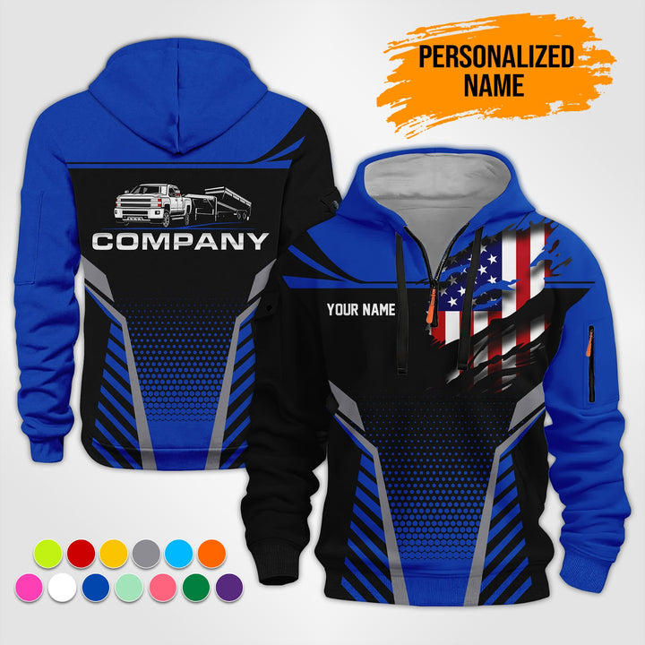 Personalized Name Gooseneck Trailer 3D Printed Quarter Zip Hoodie ST277
