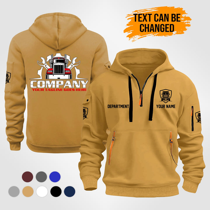 Personalized Name Trucking Repair 2D Printed Quarter Zip Hoodie ST281