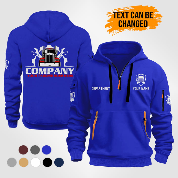 Personalized Name Trucking Repair 2D Printed Quarter Zip Hoodie ST281