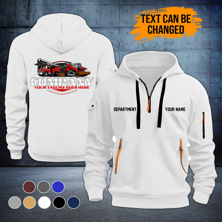 Personalized Name Skid Steer Grapple and Forestry Bucket Trucks 2D Printed Quarter Zip Hoodie ST282