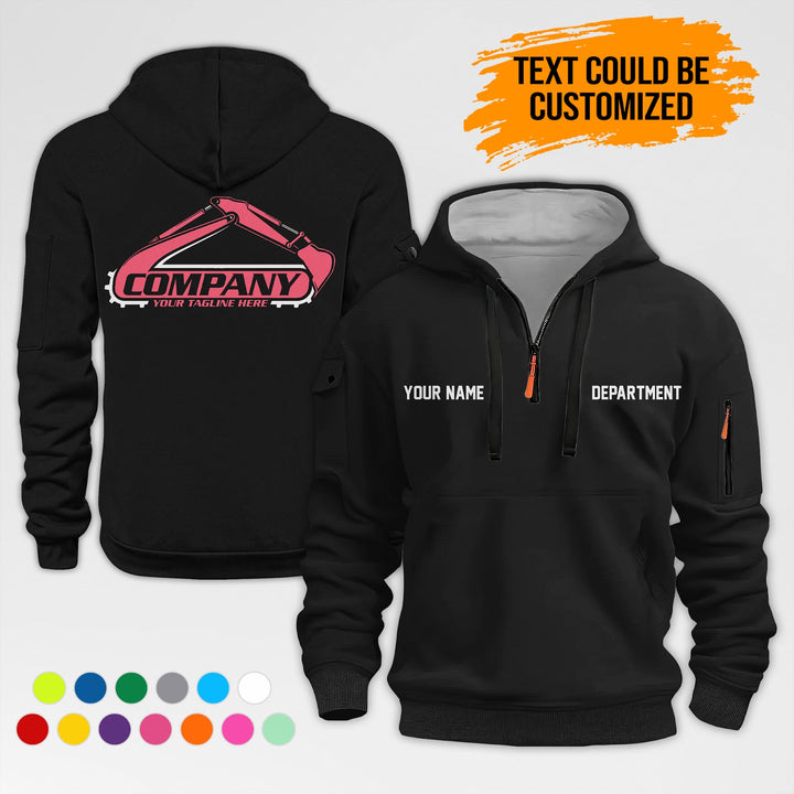 Personalized Name Excavator 2D Printed Quarter Zip Hoodie AZ417