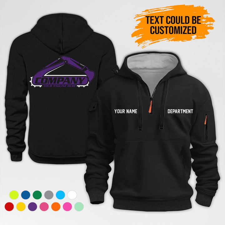 Personalized Name Excavator 2D Printed Quarter Zip Hoodie AZ417