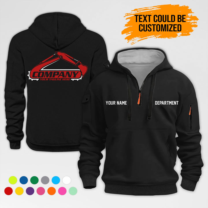 Personalized Name Excavator 2D Printed Quarter Zip Hoodie AZ417