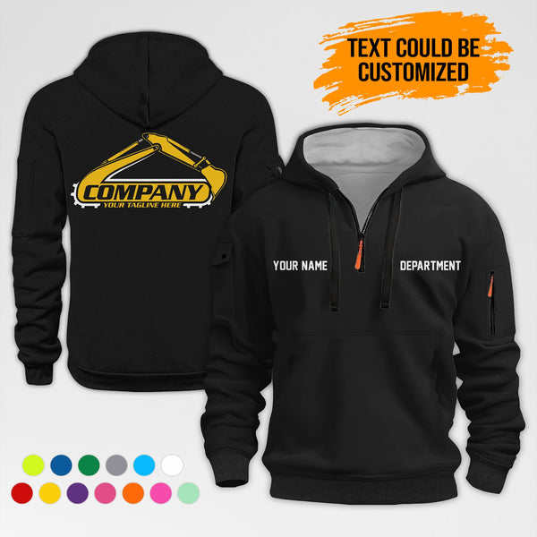 Personalized Name Excavator 2D Printed Quarter Zip Hoodie AZ417