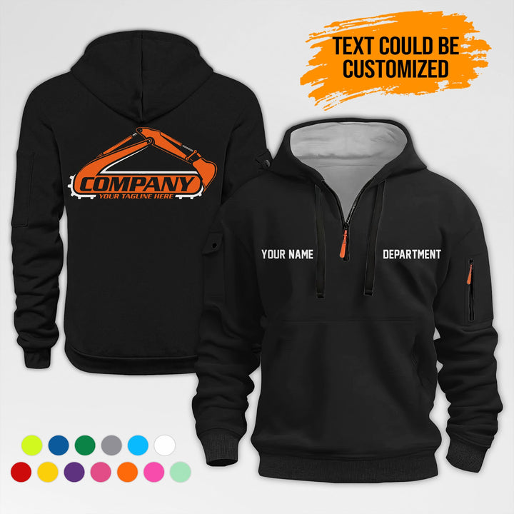 Personalized Name Excavator 2D Printed Quarter Zip Hoodie AZ417